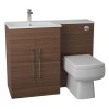 Walnut Bathroom Vanity Unit Furniture Suite Left Hand - W1090mm - Includes Thin Edge Basin Only