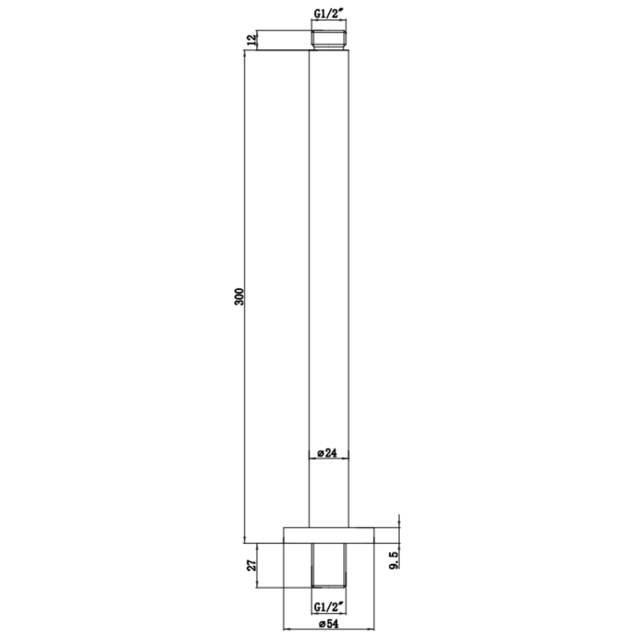 Chrome 400mm Round Ceiling Arm