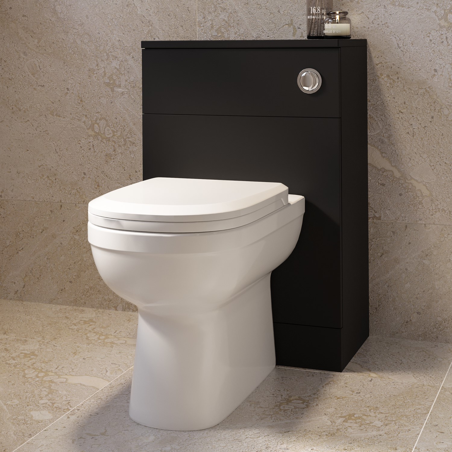 Classic Black 500Mm Back To Wall Toilet Unit Only