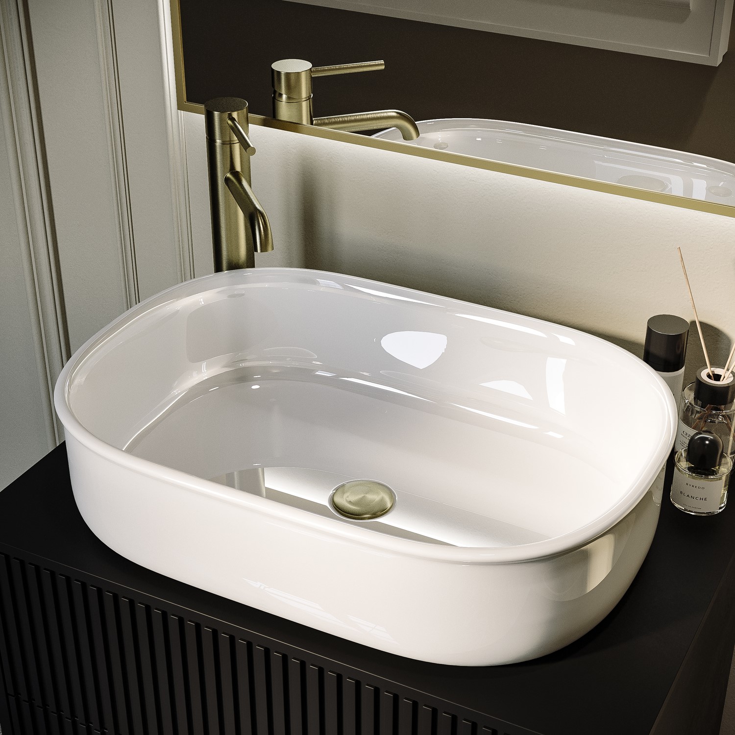 Clifton White Rectangular Countertop Basin 550Mm