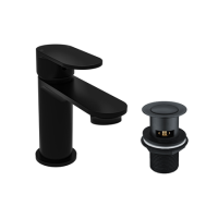 GRADE A2 - Black Cloakroom Mono Basin Mixer Tap With Waste - Como GRADE A2 - Black Cloakroom Mono Basin Mixer Tap With Waste - Como