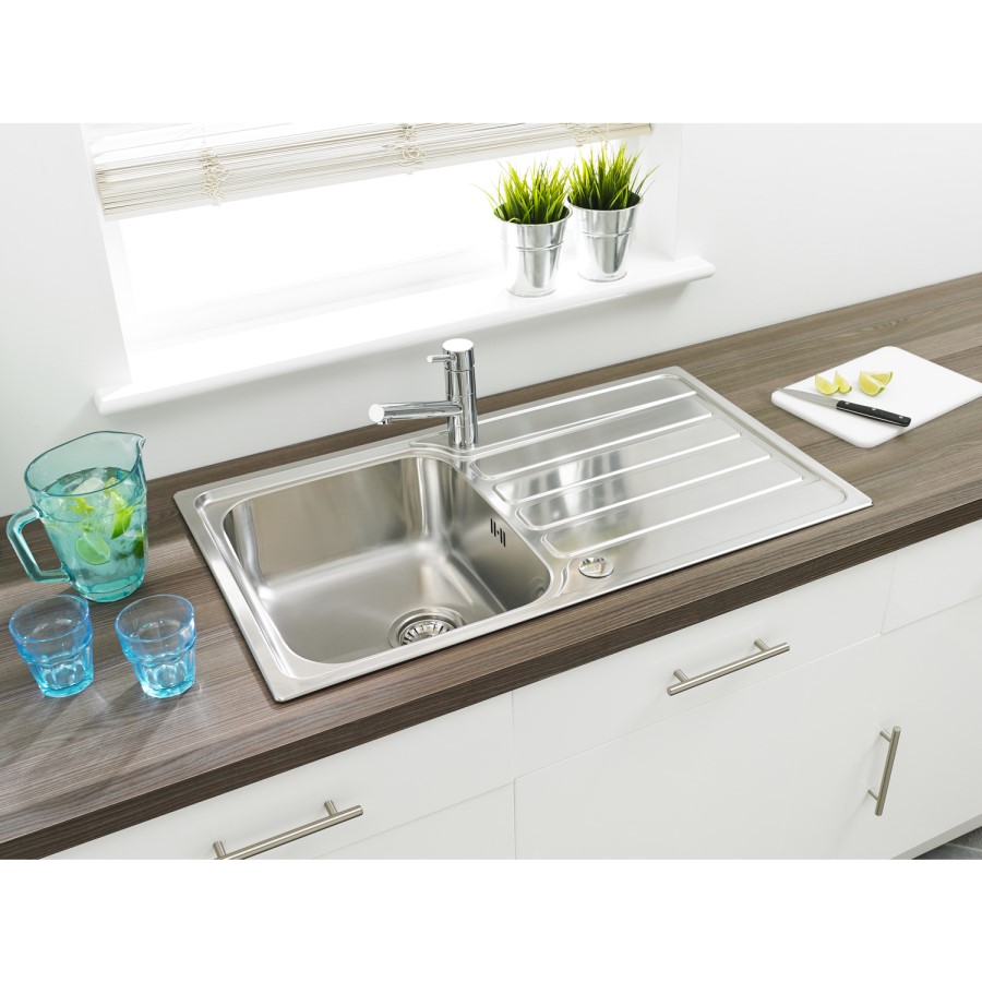 Refurbished Taylor & Moore Como Single Bowl Reversible Drainer Stainless Steel Sink