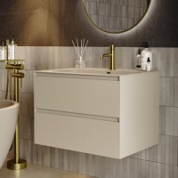 700mm Beige Wall Hung Vanity Unit with Basin - Como 700mm Beige Wall Hung Vanity Unit with Basin - Como