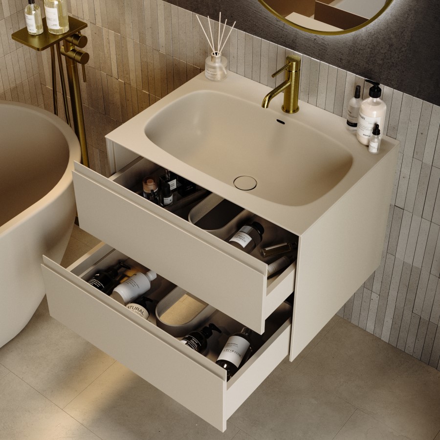 700mm Beige Wall Hung Vanity Unit with Basin - Como