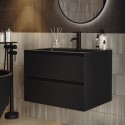 COMOBL700 700mm Black Wall Hung Vanity Unit with Basin - Como