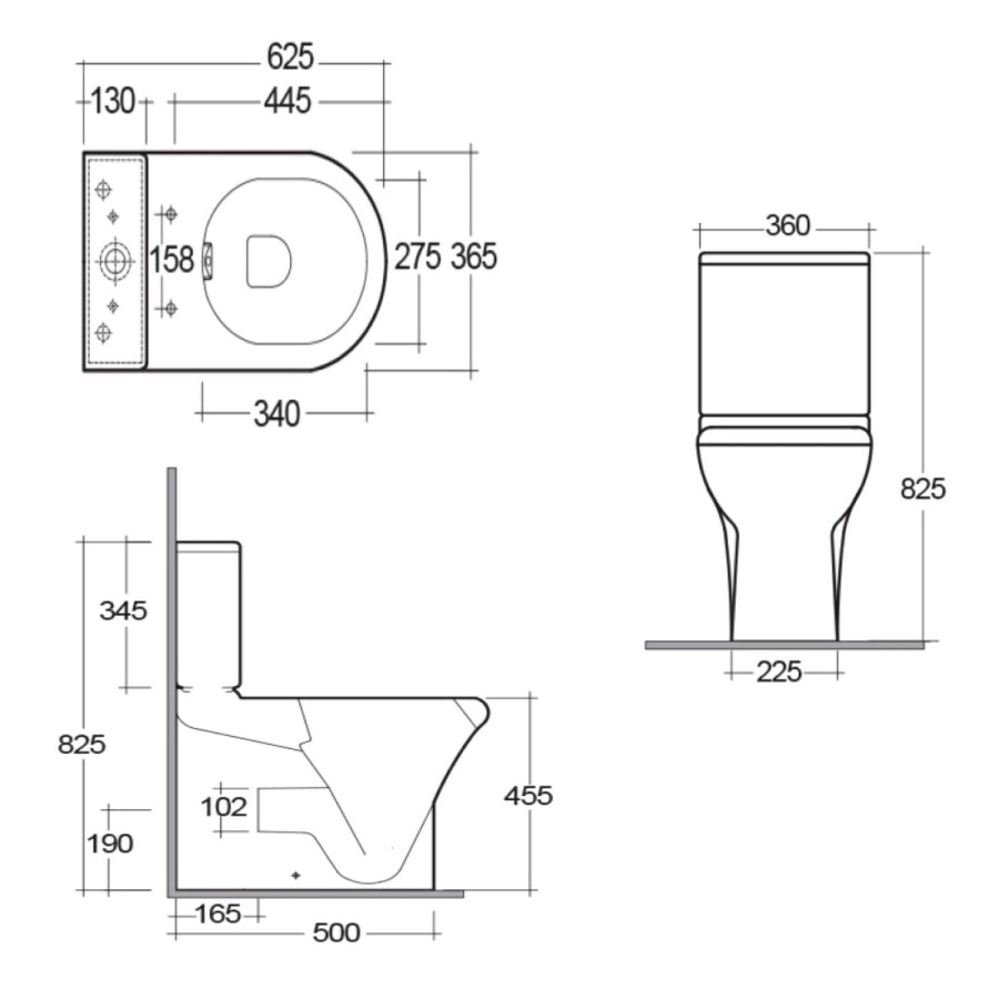 Rak Compact Deluxe Comfort Height Back to Wall Toilet with Seat