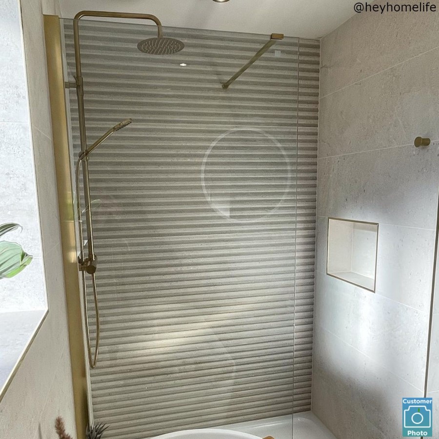 ONLY OPENED - 1200mm Brushed Brass Frameless Wet Room Shower Screen