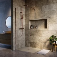 700mm Brushed Bronze Shower Screen for Wet Room & Walk In Shower - Corvus