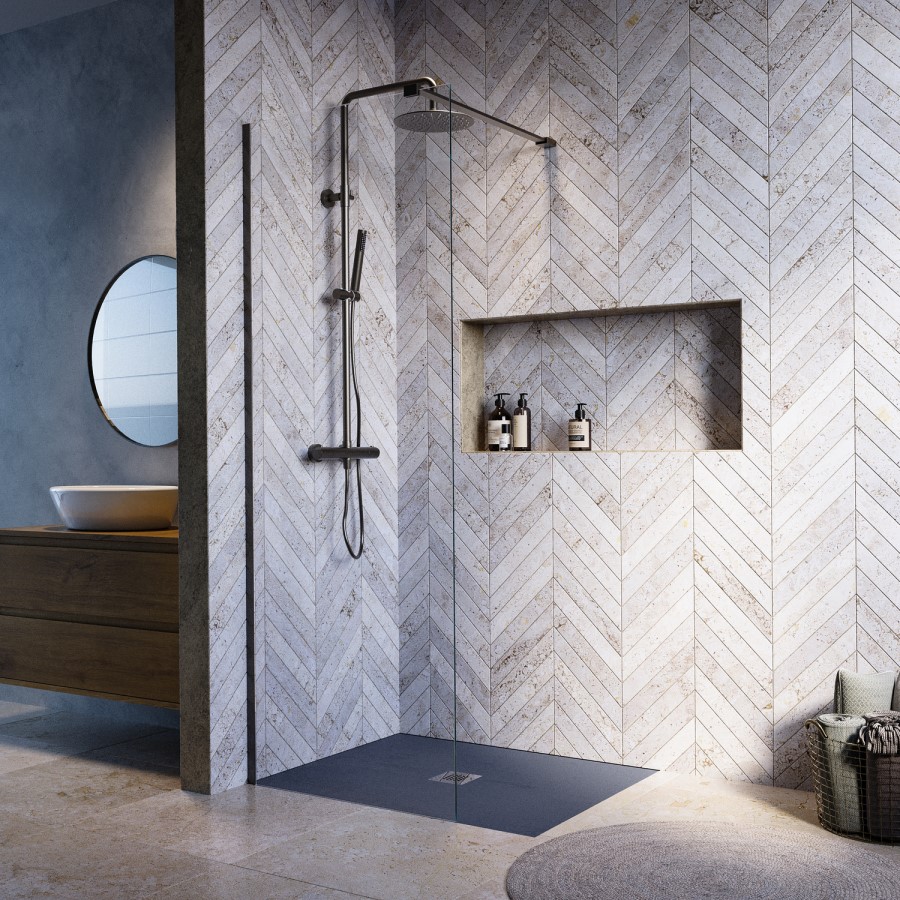 700mm Gunmetal Shower Screen for Wet Room & Walk In Shower – Corvus