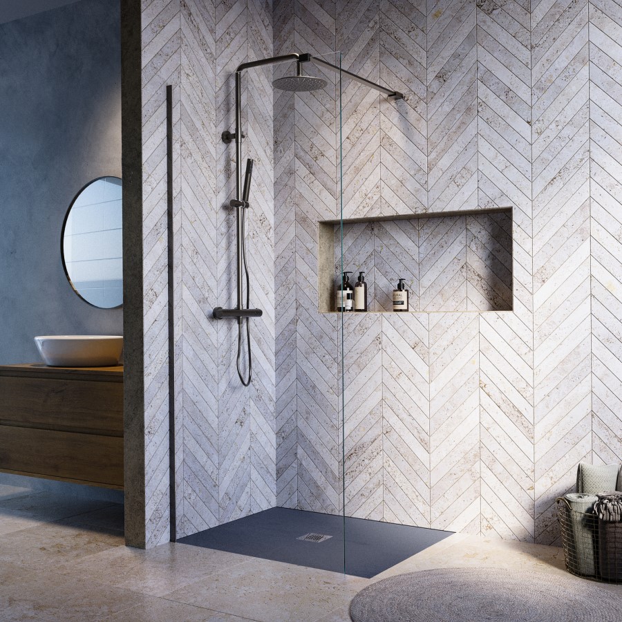 800mm Gunmetal Shower Screen for Wet Room & Walk In Shower – Corvus