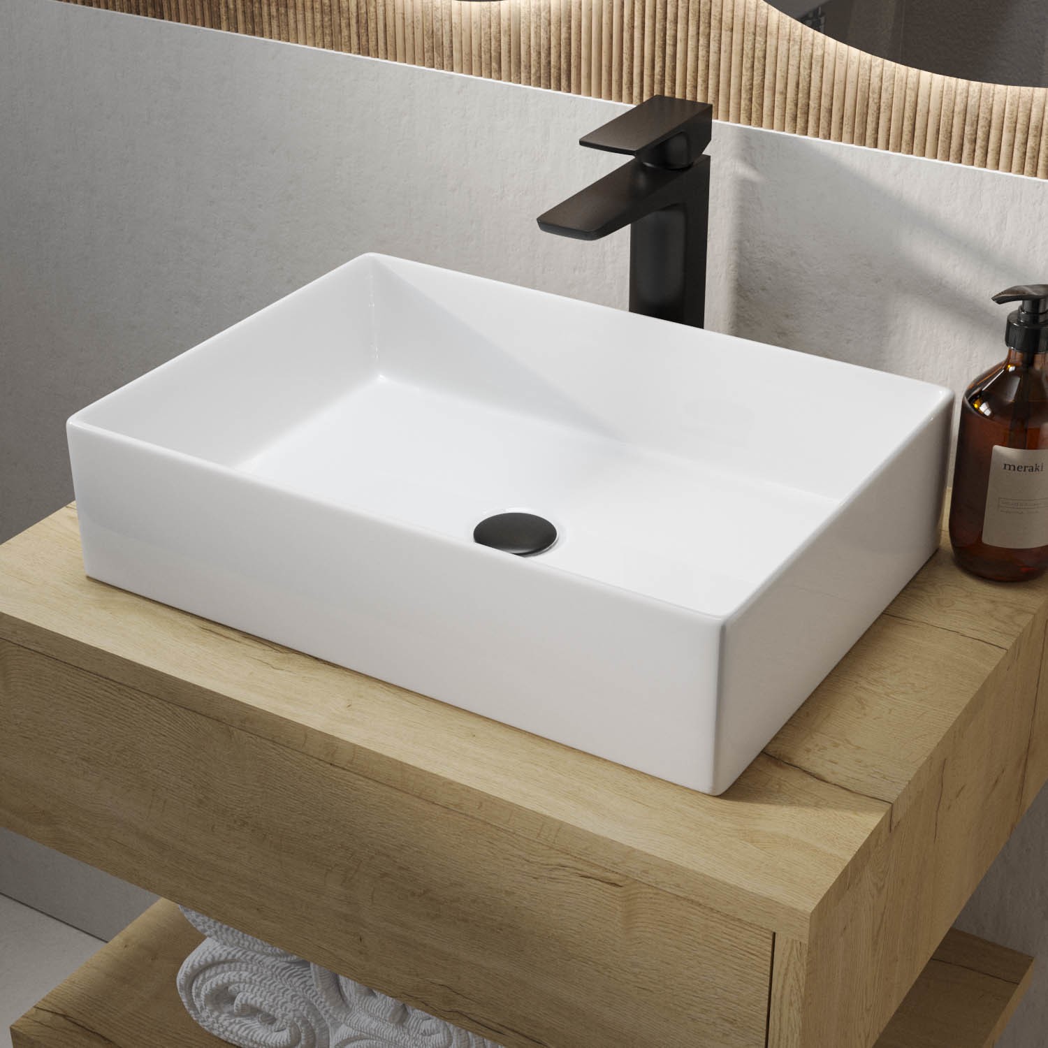 White Rectangular Countertop Basin 450mm - Corey - Better Bathrooms