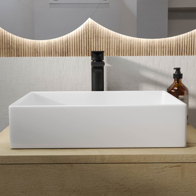 White Rectangular Countertop Basin 450mm - Corey - Better Bathrooms