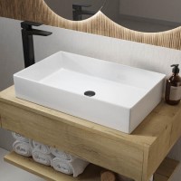 White Rectangular Countertop Basin 605mm - Corey White Rectangular Countertop Basin 605mm - Corey