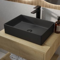 Matt Black Rectangular Countertop Basin 450mm - Corey Matt Black Rectangular Countertop Basin 450mm - Corey