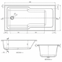 Single Ended Wide End Shower Bath 1600 x 750mm - Cotswold
