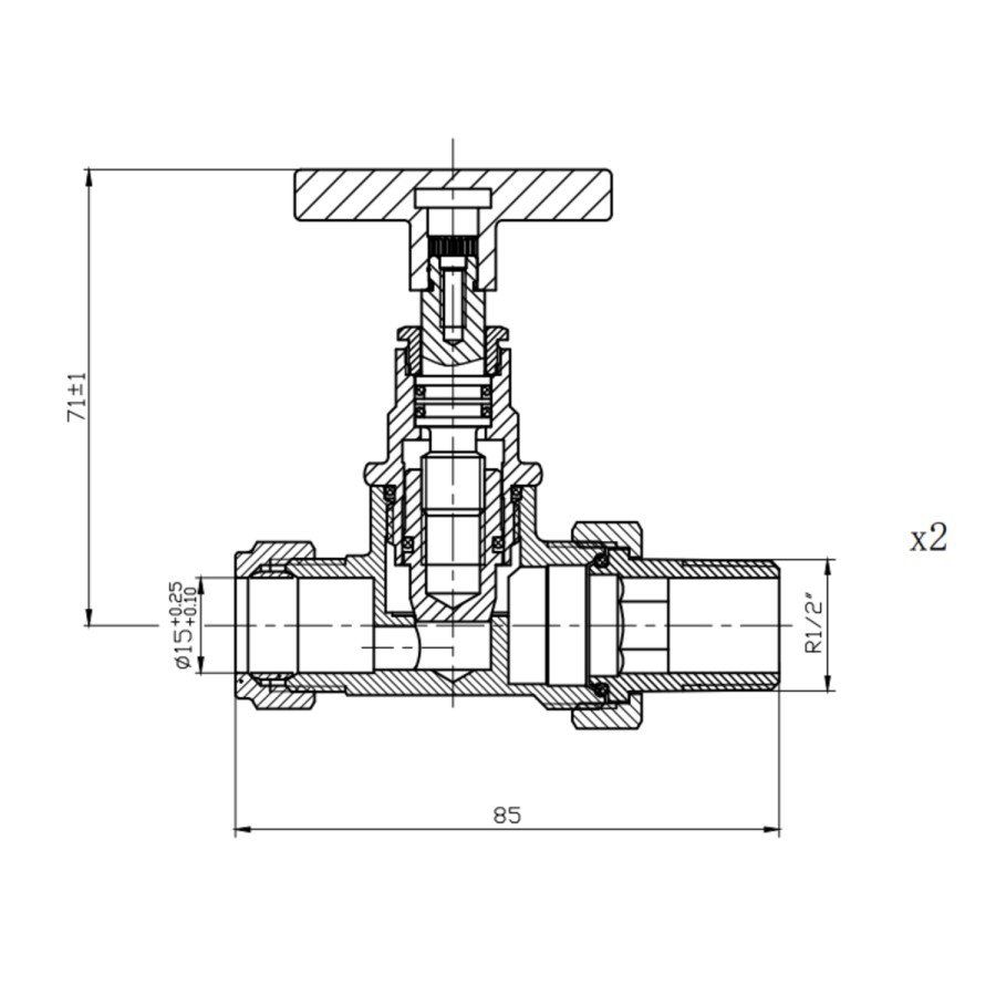 Brass Cross Head Traditional Straight Radiator Valves