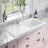 Single Bowl Inset White Ceramic Kitchen Sink with Reversible Drainer - Rangemaster Rustic