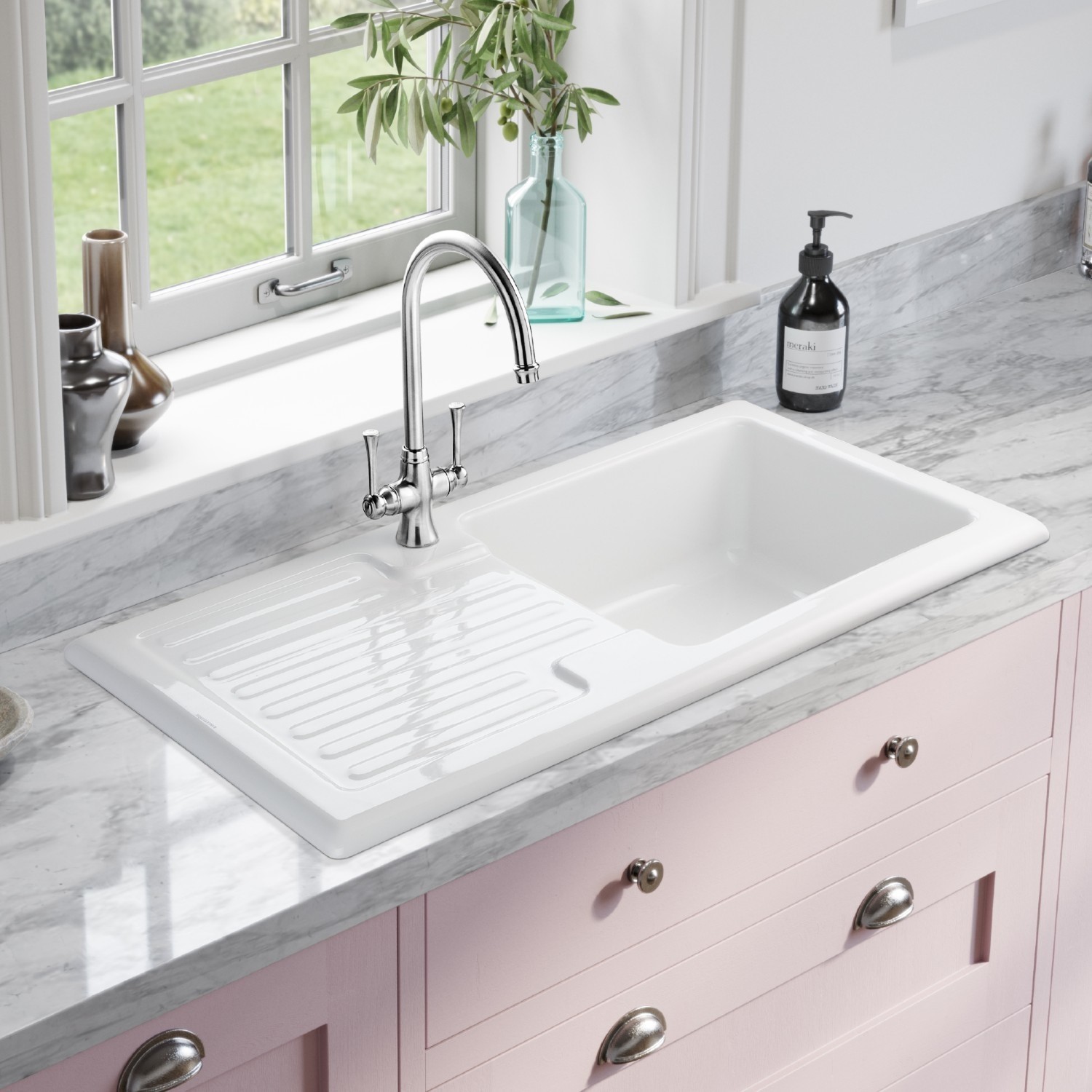 Elegant White Glass Kitchen Sink: Sleek Design Meets Durable Performance