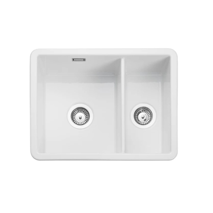 Rangemaster Rustiqe 1.5 Bowl Undermount White Ceramic Kitchen Sink