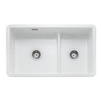 ONLY OPENED - Rangemaster Rustique Double Bowl Inset / Undermount White Ceramic Kitchen Sink