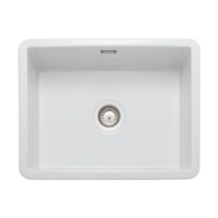 GRADE A1 - Single Bowl Undermount and Inset White Ceramic Kitchen Sink - Rangemaster Rustique