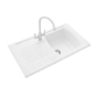 Rangemaster Tenby Single Bowl Inset White Ceramic Kitchen Sink with Reversible Drainer
