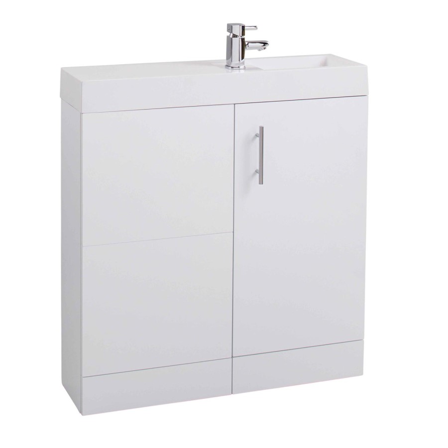 White Free Standing Bathroom Right Hand Vanity Unit & Basin - W800mm
