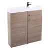 Oak Free Standing Bathroom Right Hand Vanity Unit &amp; Basin - W800mm