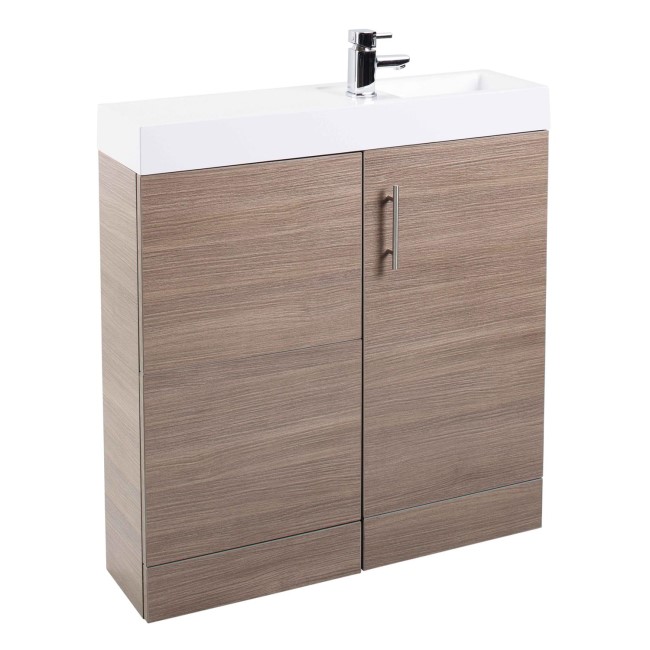 Oak Free Standing Bathroom Right Hand Vanity Unit & Basin - W800mm