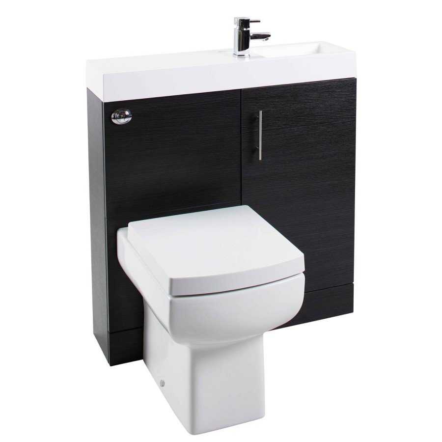 Black Free Standing Bathroom Right Hand Vanity Unit & Basin - W800mm