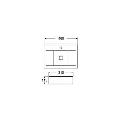 Rectangular Countertop Sink - 1 Tap Hole