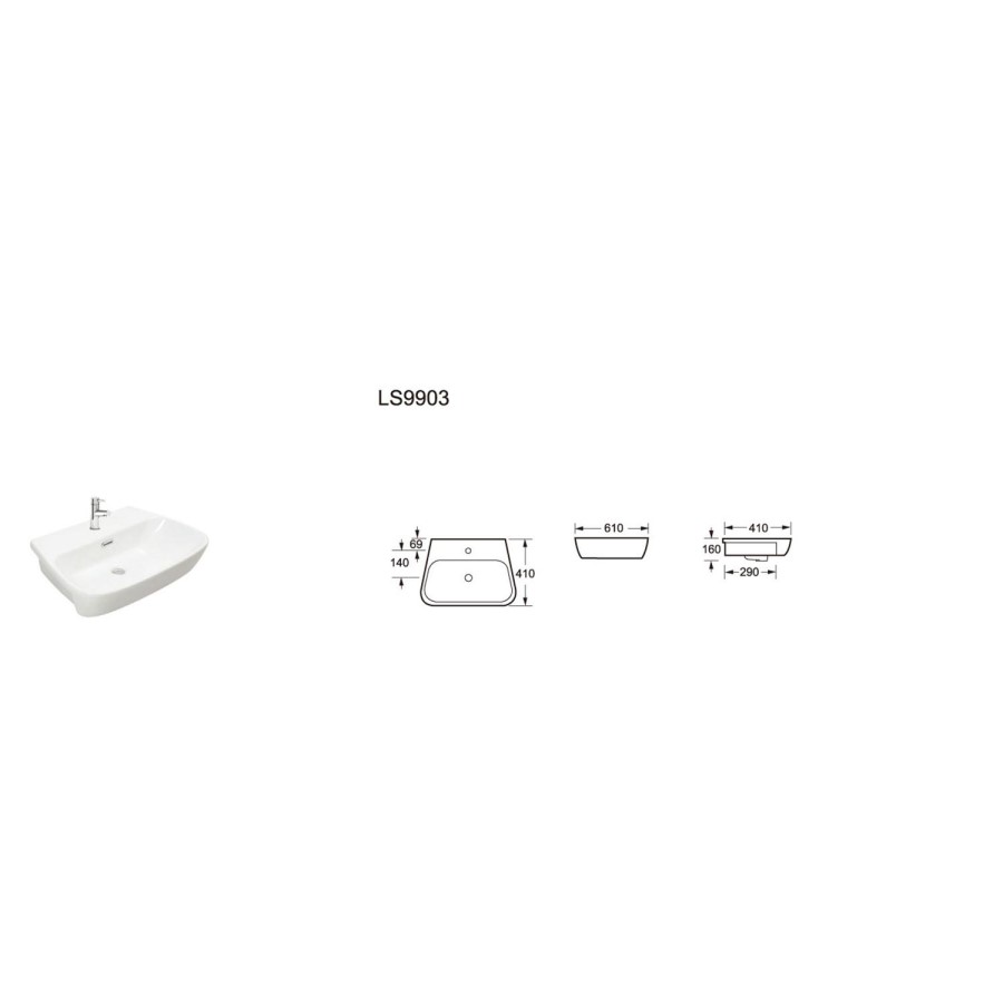 Step Semi Recessed Sink - 1 Tap Hole