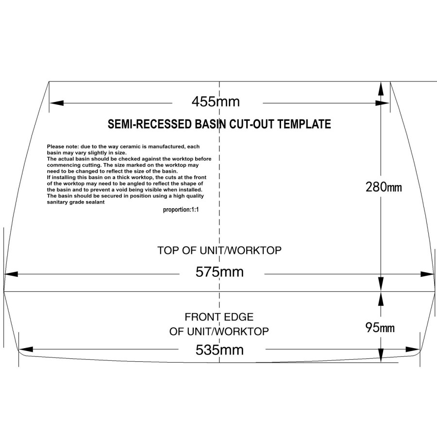 Step Semi Recessed Sink - 1 Tap Hole
