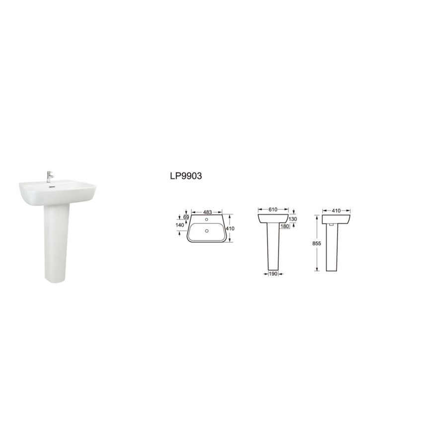 Large Basin and Full Pedestal -1 Tap Hole - Step 