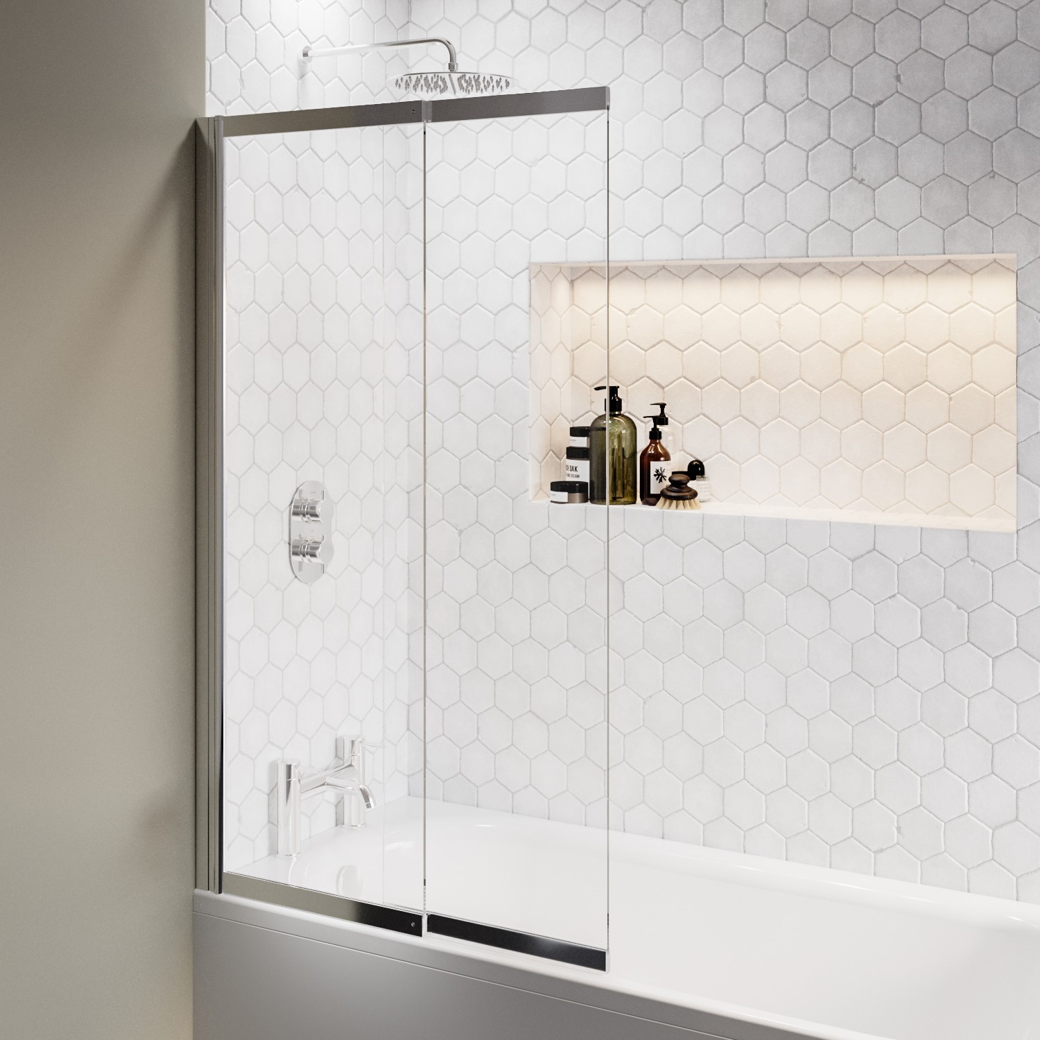 Chrome Sliding Bath Screen - Denver - Better Bathrooms
