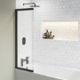 Freestanding Single Ended Right Hand Corner Shower Bath with Black Sliding Bath Screen 1650 x 800mm - Amaro