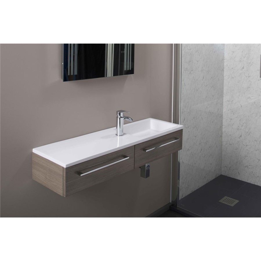 Oak Wall Hung Bathroom Vanity Unit & Basin - W995mm