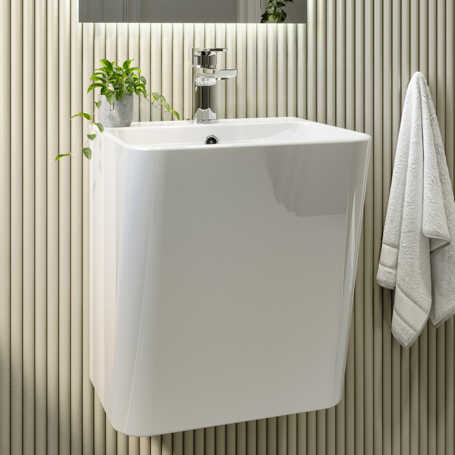 White Wall Hung Basin One Piece 380mm - Diaz