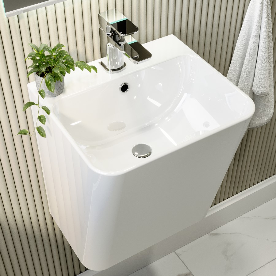 White Wall Hung Basin One Piece 380mm - Diaz