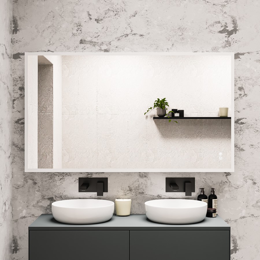 GRADE A1 - Rectangular LED Bathroom Mirror with Bluetooth & Shaver Socket 1400 x  800mm - Divine
