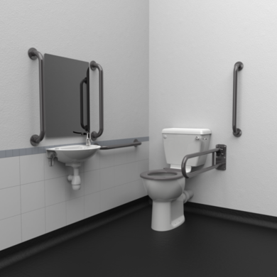 Nymas Close Coupled Doc M Pack Disibility Bathroom Suite with Grey Fixings