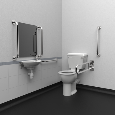 Nymas Close Coupled Doc M Pack Disibility Bathroom Suite with Polished Fixings