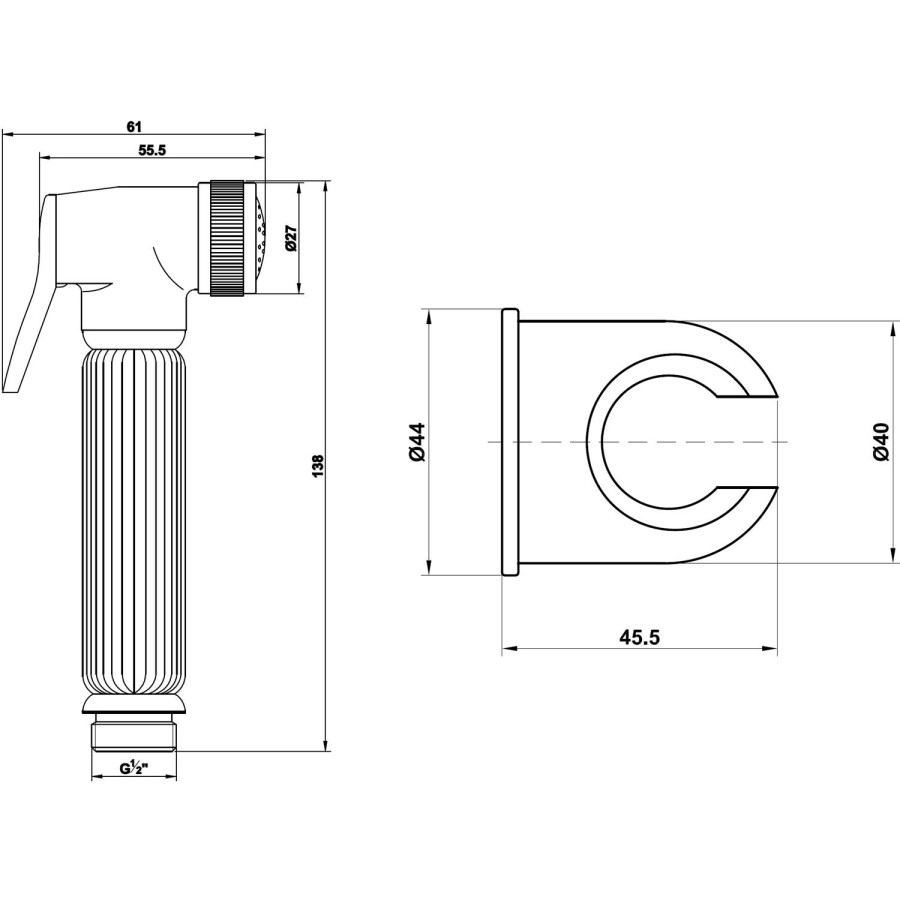 Shower Spray Kit with Wall Bracket & Hose