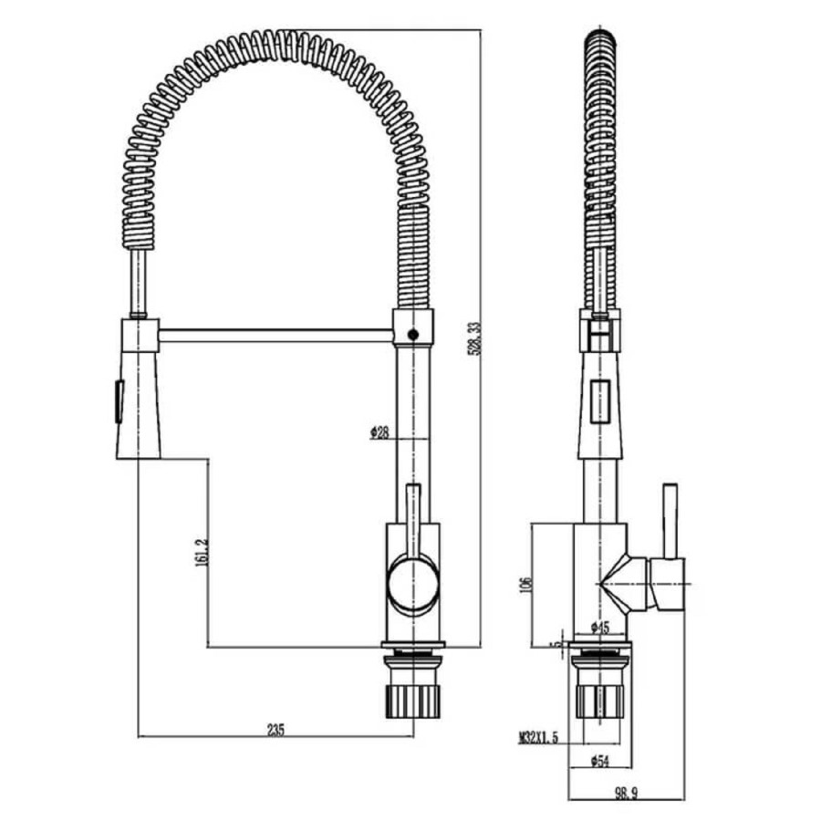 Reginox Chrome Single Lever Kitchen Mixer Tap with Pull Out Spray - Douro CH