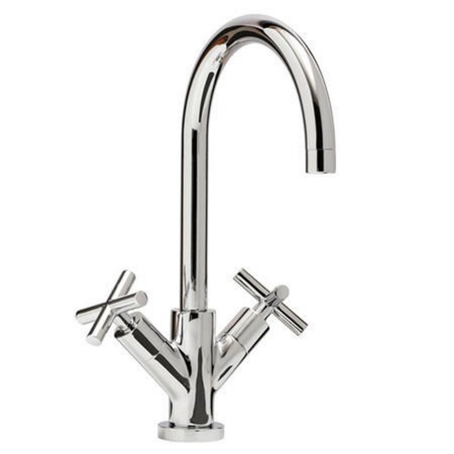 Chrome Double Lever Kitchen Mixer Tap Monobloc