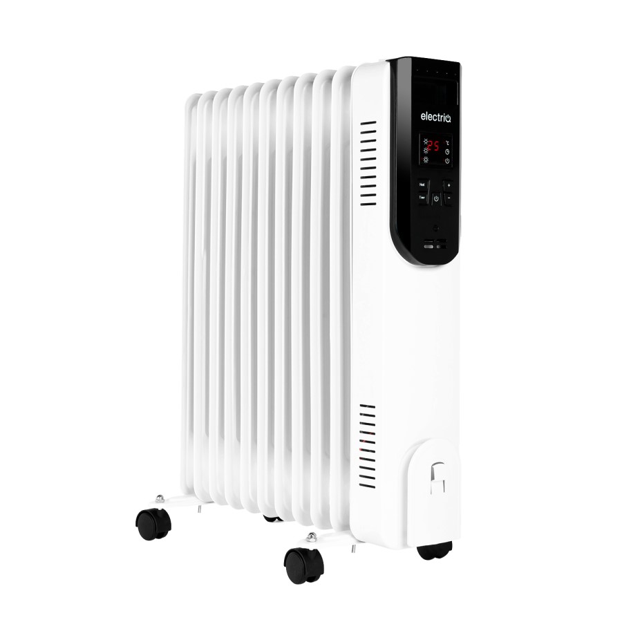 electriQ 2.5kw Smart WiFi Alexa Oil Filled Radiator 11 Fin  24 hour and Weekly Timer with Thermostat and Remote - White