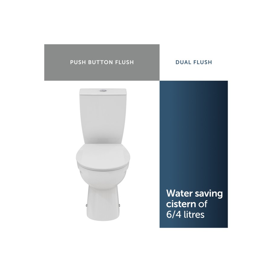 Ideal Standard Eurovit+ Close Coupled Toilet with Soft Close Seat