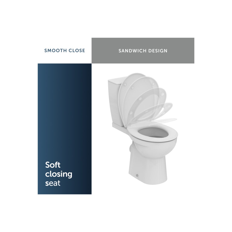 Ideal Standard Eurovit+ Close Coupled Toilet with Soft Close Seat