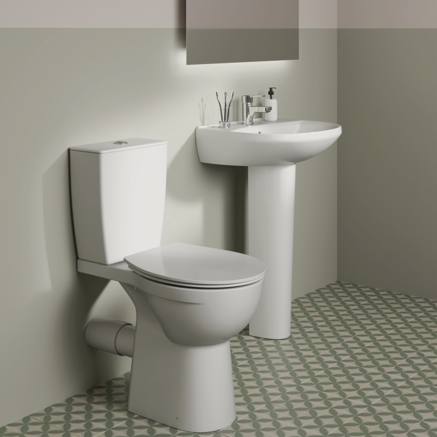 Ideal Standard Eurovit+ Close Coupled Comfort Height Toilet with Soft Close Seat