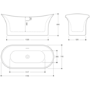 Silver Freestanding Double Ended Slipper Bath 1705 x 755mm - Elementa